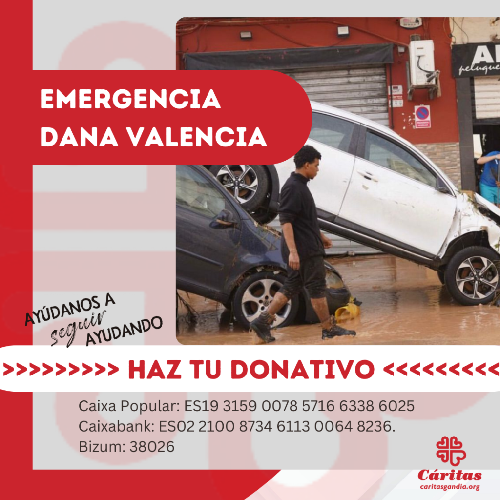 Campaña emergencia Dana Valencia - Cáritas Gandia