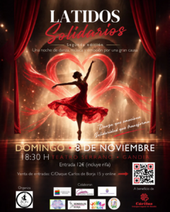 El próximo domingo 8 de noviembre, a las 18:30 horas, el Teatro Serrano de Gandia acogerá la segunda edición de Latidos Solidarios, un espectáculo benéfico de música y danza organizado por Son del Timbal a beneficio de Cáritas Interparroquial de Gandia. La recaudación se destinará a apoyar a familias en situación de vulnerabilidad que atraviesan dificultades relacionadas con la vivienda.